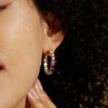 Ladies S925 Sterling Silver Geometric Round Earrings Set With Zircons
