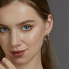 Ladies S925 Sterling Silver Geometric Round Earrings Set With Zircons