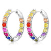 Ladies S925 Sterling Silver Geometric Round Earrings Set With Zircons