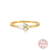 Ladies S925 Sterling Silver Geometric Wedding Ring Inlaid With Gold