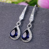 Ladies Sapphire Zircon Earrings Copper Geometric Ear Jewelry