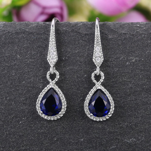 Ladies Sapphire Zircon Earrings Copper Geometric Ear Jewelry
