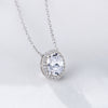 Ladies Silver 925 Sterling Microinlaid Zircon Oval Geometric Clavicle Chain Necklace With Diamond Treatment