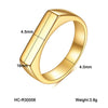 Ladies Simple Strip Flat Square Titanium Steel Geometric Ring 18 Goldplated Jewelry