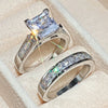 Ladies Square Copper Ring Set With Diamond Zircon And Geometric Design Light Luxury Style