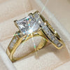 Ladies Square Copper Ring Set With Diamond Zircon And Geometric Design Light Luxury Style