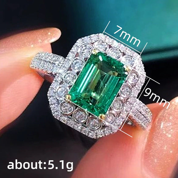 Ladies Square Emerald Engagement Ring Copper Geometric Zircon