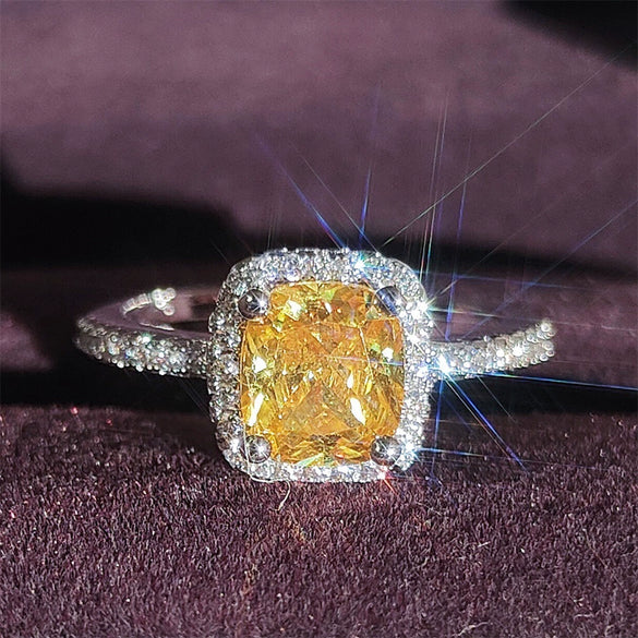 Ladies Square Full Diamond Multi Color Diamond Fashion Creative Luxury Copper Jewelry