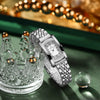 Ladies Square Quartz Watch Alloy Case Mineral Strengthened Glass Mirror Stainless Steel Strap Light Luxury Fashion Exquisite Waterproof