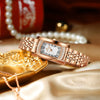 Ladies Square Quartz Watch Alloy Case Mineral Strengthened Glass Mirror Stainless Steel Strap Light Luxury Fashion Exquisite Waterproof
