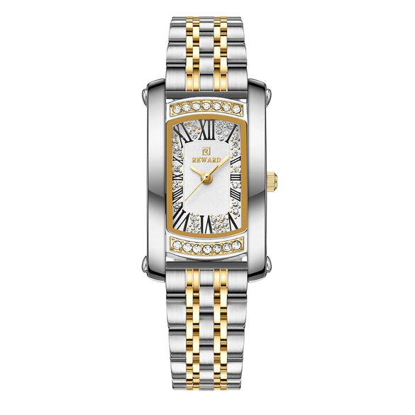Ladies Square Quartz Watch Alloy Case Mineral Strengthened Glass Mirror Stainless Steel Strap Light Luxury Fashion Exquisite Waterproof