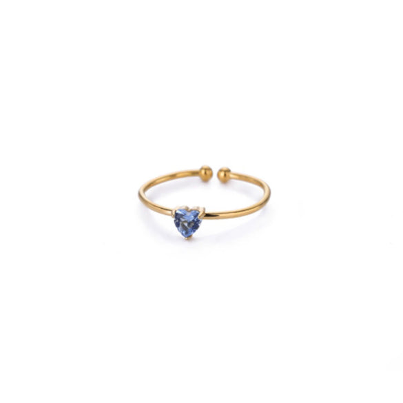 Ladies Stacked Zircon Heart Ring December Series Stainless Steel Geometric Electroplated