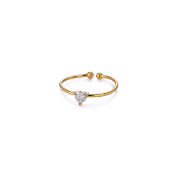 Ladies Stacked Zircon Heart Ring December Series Stainless Steel Geometric Electroplated
