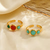 Ladies Stainless Steel And Resin Geometric Round Ring With Electroplating