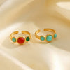 Ladies Stainless Steel And Resin Geometric Round Ring With Electroplating