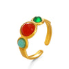 Ladies Stainless Steel And Resin Geometric Round Ring With Electroplating