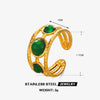 Ladies Stainless Steel And Resin Geometric Round Ring With 18K Gold Plated Electroplating