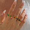 Ladies Stainless Steel And Resin Geometric Round Ring With 18K Gold Plated Electroplating