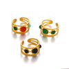 Ladies Stainless Steel And Resin Geometric Round Ring With 18K Gold Plated Electroplating