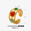 Ladies Stainless Steel And Resin Geometric Round Ring With 18K Gold Plated Electroplating