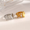 Ladies Stainless Steel And Shell Starfish Design Opening Ring With Electroplating