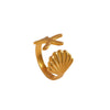 Ladies Stainless Steel And Shell Starfish Design Opening Ring With Electroplating