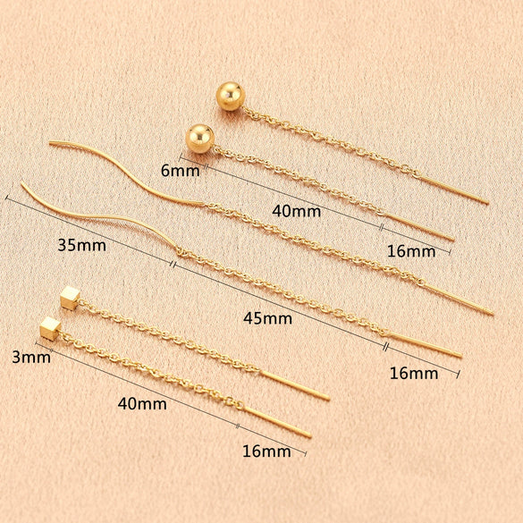 Ladies Stainless Steel And Titanium Steel Earrings With Cross Chain And Electroplating Treatment Jewelry Accessories