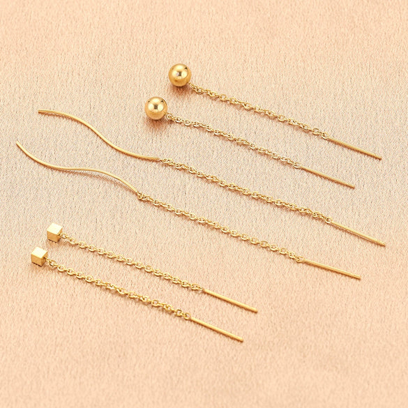 Ladies Stainless Steel And Titanium Steel Earrings With Cross Chain And Electroplating Treatment Jewelry Accessories