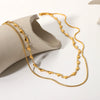 Ladies Stainless Steel And Titanium Steel Geometric Twisted Chain Necklace With Electroplating