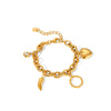Ladies Stainless Steel Bracelet With Love Zircon Pendant Geometric Heart Electroplated Style