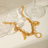 Ladies Stainless Steel Bracelet With Love Zircon Pendant Geometric Heart Electroplated Style