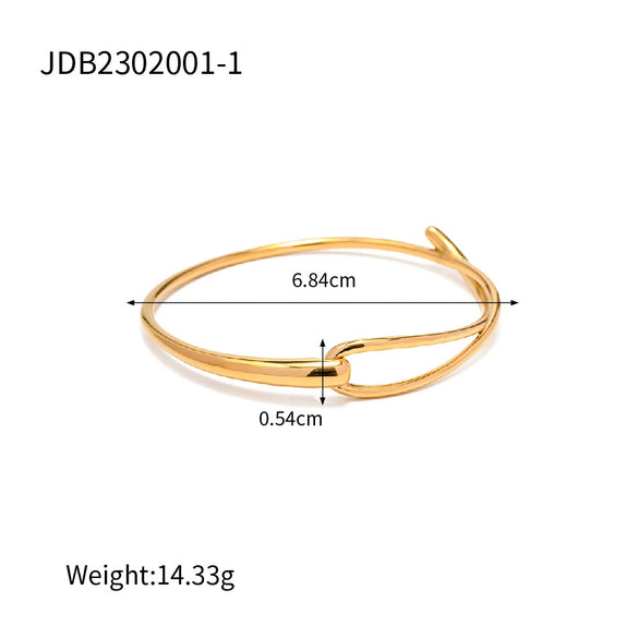 Ladies Stainless Steel Bracelet With Original Design Geometric Style Real Gold Plating Inlaid Zircon