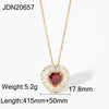 Ladies Stainless Steel Chain With Copper Pendant White Micro Set Zircon Edge Purple Square Zir Electroplated Necklace