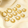 Ladies Stainless Steel Circle Earrings With Geometric Design Pvdp Furnace Real Gold Treatment