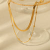 Ladies Stainless Steel Double Layer Geometric Necklace With Electroplating