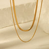 Ladies Stainless Steel Double Layer Snake And Blade Chain Necklace Geometric Style Electroplated