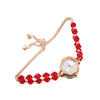 Ladies Stainless Steel Fashion Watch With Round Dial And Beaded Bracelet