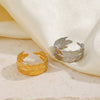 Ladies Stainless Steel Feather Ring Real Gold Plated