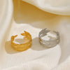 Ladies Stainless Steel Feather Ring Real Gold Plated