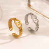 Ladies Stainless Steel Geometric Cross Hip Hop Ring With 18K Gold Plated Electroplating
