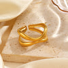 Ladies Stainless Steel Geometric Cross Ring With Electroplating Design And Irregular Shape