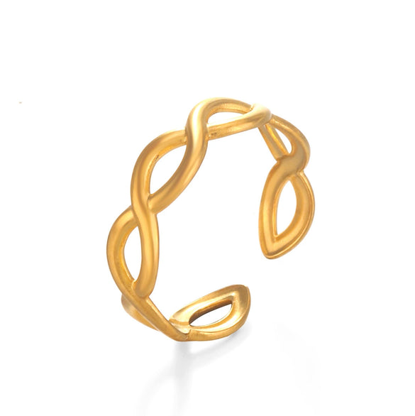 Ladies Stainless Steel Geometric Cross Ring With 18K Gold Plated Electroplating Hip Hop Style