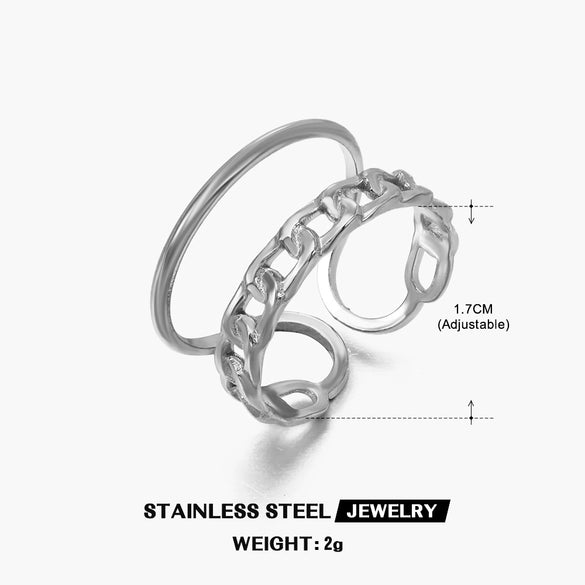 Ladies Stainless Steel Geometric Cross Ring With Real Gold Plated Electroplating
