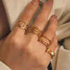 Ladies Stainless Steel Geometric Cross Ring With Real Gold Plated Electroplating
