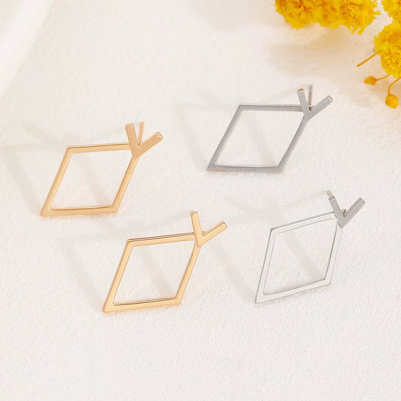 Ladies Stainless Steel Geometric Design Electroplated Earrings