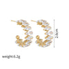 Ladies Stainless Steel Geometric Diamond Cshaped Earrings