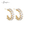 Ladies Stainless Steel Geometric Diamond Cshaped Earrings