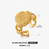 Ladies Stainless Steel Geometric Eightpointed Star Hydraulic Open Ring With Real Gold Electroplated