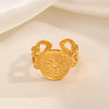 Ladies Stainless Steel Geometric Eightpointed Star Hydraulic Open Ring With Real Gold Electroplated