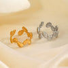 Ladies Stainless Steel Geometric Hammer Pattern Oval Irregular Open Ring With Electroplating